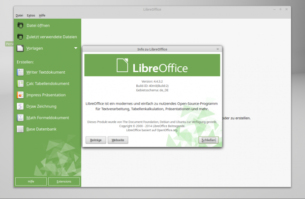 Libreoffice liegt ebenso in einer aktuellen Version bei wie ... (Screenshot: Golem.de)